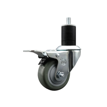 Service Caster 3'' SS Gray Poly Swivel 1-3/4'' Expanding Stem Caster Total Lock Brake SCC-SSEXTTL20S314-PPUB-134